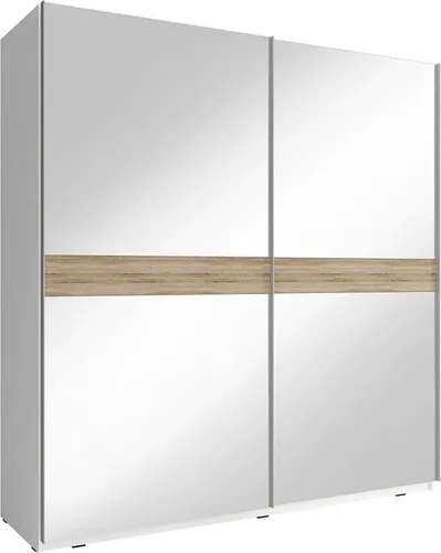 Schwebetürenschrank Schlafzimmerschrank Spiegel weiß sonoma eiche 150x63x214cm
