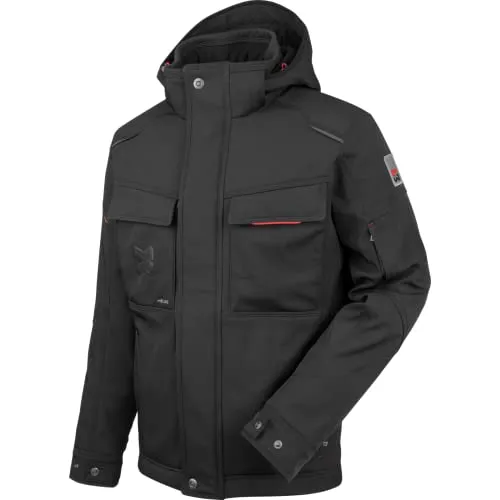 WÜRTH MODYF Winter Softshelljacke Scorpius – hochwertige Arbeitsjacke für kalte Arbeitstage in den Größen L – wasserabweisend (5.000 mm WS) für Handwerker – in Schwarz