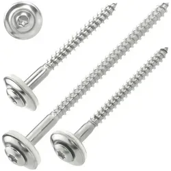 SCREWREBEL Spenglerschraube Edelstahl A2 – TX20 – mit EPDM-Dichtscheibe Ø 15 mm, (100 St), Linsensenkkopf, Dichtschrauben 4,5 x 45 mm