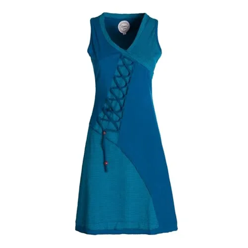 Vishes ärmelloses Damen-Kleid in türkis I Größe 2XL (44) I Handgefertigt aus 100% Baumwolle I Kleid mit Wickeloptik I Ideal für Frühjahr & Sommer I Nachhaltige Alternative Bekleidung