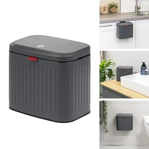 eluno Mülleimer 4 Liter - Küchen- und Badabfalleimer - Haushaltszubehör mit elegantem Design, vielseitig einsetzbar und inkl. Schranktürhalterung für einfache Müllentsorgung.