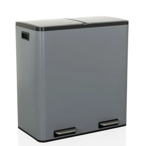 hjh OFFICE Mülleimer 2 x 30L CLEAN XIII - Mülltrennsystem mit Softclose-Funktion, hygienisches Öffnen durch Tretmechanismus und luftdichter Verschluss gegen Gerüche. Ideal für ein gepflegtes Zuhause.