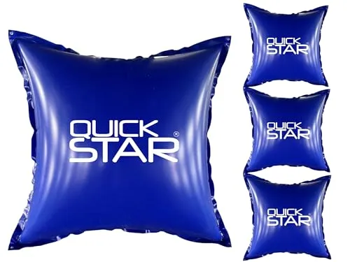 QUICK STAR 4 Stück Poolkissen Eckig 120x120 cm Blau - Luftkissen aus robustem 0,44 mm PVC, ideal für die Winterabdeckung von Pools. Mit Sicherheitsventil und Zubehör zur einfachen Anwendung und optimalen Stabilität.