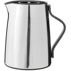 Emma Isolierkanne Tee 1L aus Edelstahl mit schwarzem Griff in silber von Stelton