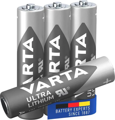 VARTA Ultra Lithium AAA Batterien 4 Stück - 1,5V, bis zu 8x längere Laufzeit, ideal für Digitalkameras und extreme Temperaturen