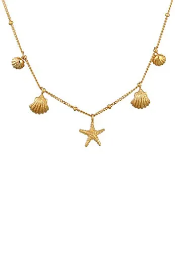 Elli Kette mit Anhänger Muscheln Seestern - Maritime Halskette aus 925 Silber mit Muscheln und Seestern Anhänger, ideal für Sommer-Outfits und perfekte Urlaubsaccessoires.