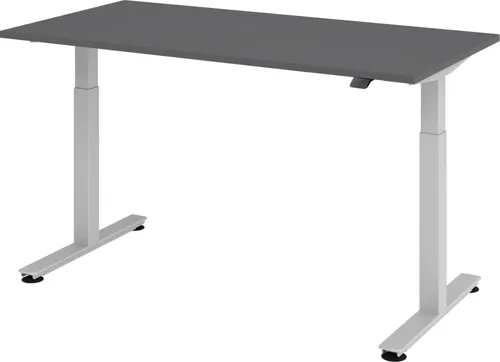 bümö elektrisch höhenverstellbarer Schreibtisch Graphit 160x80 cm - Ergonomischer Büroschreibtisch für flexibles Arbeiten - Kinderschreibtische mit stufenloser höhenverstellbarer Tischplatte (71-120 cm) für ergonomisches Arbeiten, ideal für kleine und große Menschen.