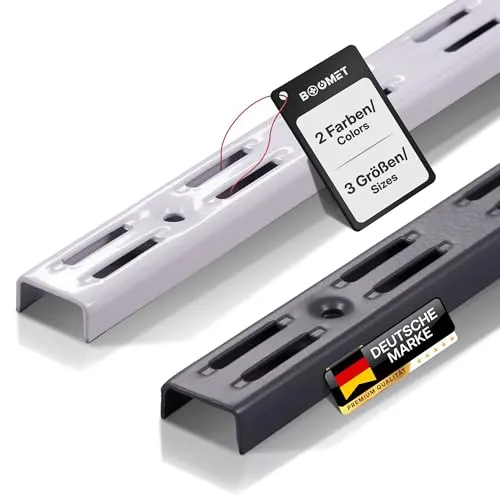 BOOMET Wandschienen 2-reihig · Länge: 50cm · Farbe: Anthrazit · Menge: 4 · Regalsystem Wandschiene für Regalhalter · Wandregal Schienensystem für Regalträger