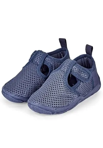 Sterntaler Badeschuhe Uni – Unisex Baby Aquaschuhe knöchelhoch mit Klettverschluss – Strukturierte Sohle – Atmungsaktives Mesh – Kinder Wasserschuhe - Bademode - Farbe blau, Größe 20