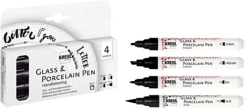 KREUL Glass & Porcelain Pen Handlettering 4er-Set