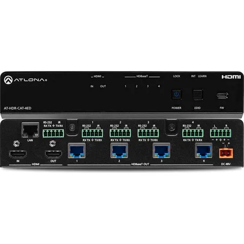 Atlona 4K/60 HDR 4:4:4 Distribution Amp. HDMI HDBT 4-Out Ex. (AT-HDR-CAT-4ED)
