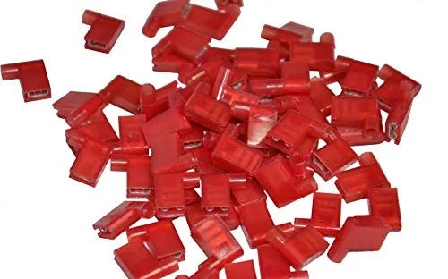 Winkelflachsteckhülsen rot Flachsteckhülsen 90° Winkel Kabelschuhe Kabelverbinder (rot - 100 Stück)