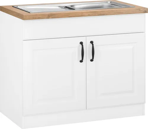 wiho Küchen Spülenschrank Erla 100 cm breit mit Kassettenfront