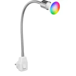ledscom.de Steckdosenlampe LESCH mit Smart Home RGBW GU10 LED Lampe - Energiesparlampe mit flexiblem Schwanenhals und RGB-Farbauswahl, ideal für individuelles Lichtdesign und einfache Sprachsteuerung über Tuya App.