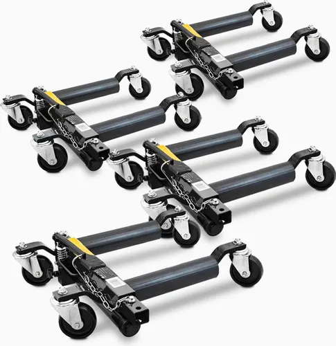 Bituxx 4x Rangierhilfe inkl. Wagenheber Schwarz MS-19879 - Wagenheber und Rangierhilfe in einem, ideal für Werkstätten und Rennställe. Heben Sie bis zu 680kg mühelos und rangieren Sie Fahrzeuge präzise auf engstem Raum.