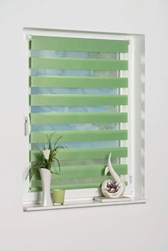 K-Home Klemmfix Doppelrollo Madrid ohne Bohren Grün 30 x 150 cm (B x L)