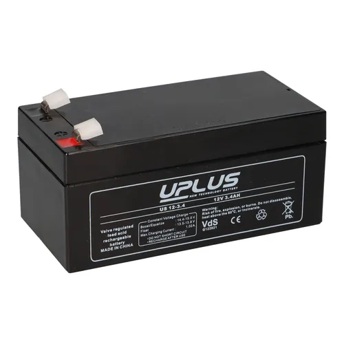 Uplus US12-3.4 AGM Akku 12V 3,4Ah VdS Blei passend 3,2 Ah 3,3 Ah