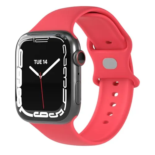 EAZY CASE Sport Armband für Apple Watch 38mm / 40mm / 41mm / 42mm verstellbares Silikon Ersatzarmband Sport Loop Band für Apple Watch Serie 11 10 9 8 7 6 5 4 3 2 1 SE für Damen Herren Rot