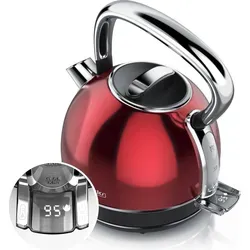 Arendo Wasserkocher Retro Edelstahl mit Temperatureinstellung