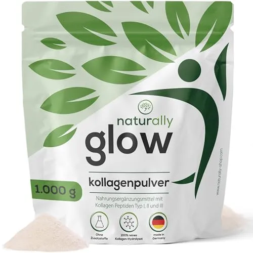 naturally glow Kollagen Pulver 1.000 g – Premium Hydrolysiertes Kollagen Peptide
