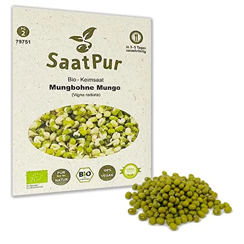 Mungbohnen BIO Keimsprossen SaatPur - Mungo Sprossen Keimsaat, Microgreen - 75g