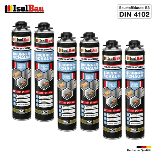 Brunnenschaum 6 x 750ml Bauschaum Montageschaum Pistolenschaum IsolBau