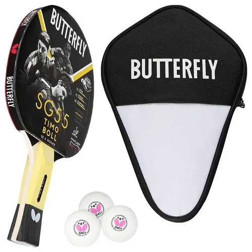 Timo Boll SG55 Tischtennisschläger Set mit Hülle und Bällen - Tischtennisschläger für Allround-Spieler, inklusive Schlägerhülle und 3 hochwertigen 40+ 3*** Bällen für optimalen Spielspaß.