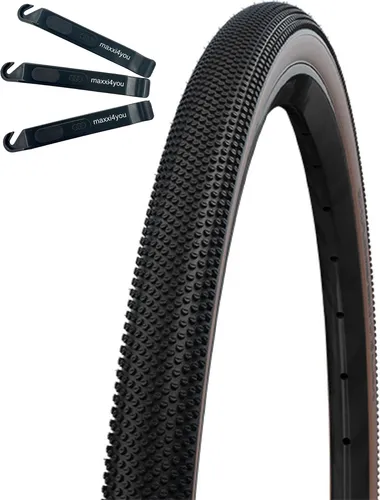 Angebot Set / 1 x Faltreifen Schwalbe TLE E-25 G-One Allround Perform R-Guard bronze 40-622 ( 28 x 1.50 ) inkl. maxxi4you Reifenheber