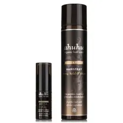 ahuhu organic hair care Hairspray strong hold & shine 300ml - Haarspray mit starkem Halt und Glanz, ideal für kreative Frisuren. Mit Bio-Inhaltsstoffen pflegt es das Haar und sorgt für langanhaltenden Halt.