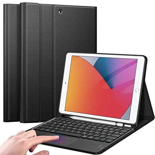 Fintie Tastatur Hülle für iPad 10.2 Zoll - Tastaturhülle für iPad (9./8./7. Gen.) mit abnehmbarer Tastatur und Touchpad, ideal für produktives Arbeiten und Spielen, schützt Ihr Tablet vor Staub und Feuchtigkeit.