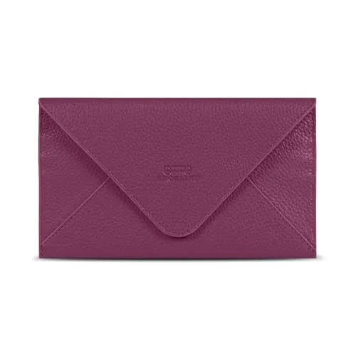 Otto Angelino Schlanke Geldbörsen-Clutch aus echtem Leder – Mehrere Fächer für Geld, Ausweis, Karten, Smartphone, RFID-Blockierung – Unisex