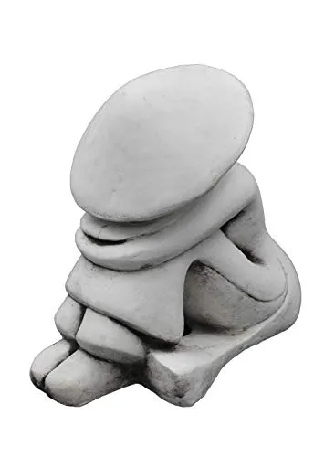 Gartenfigur Statue eines chinesischen Bauers in grau von gartendekoparadies