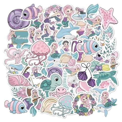 YSJCHEBS 100 Stück Ozean-Themenaufkleber, Kinder-Cartoon-Aufkleber, Wasserfeste Kinderaufkleber, Kreative Graffiti-Dekorationsaufkleber, Können Wasserbecher Und Fahrräder Dekorieren