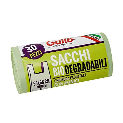 GALLO Biologisch abbaubarer und kompakter Taschenverschluss mit Griffen, 53 x 68 cm 30 l Medium