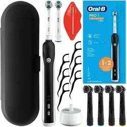 Oral-B Pro 1 Easy Clean Elektrische Zahnbürste mit 4 Ersatzbürstenköpfen und Reiseetui