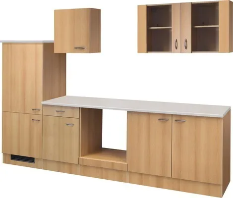 Flex Well Küchenzeile ohne Geräte Nano 270 cm buche matt