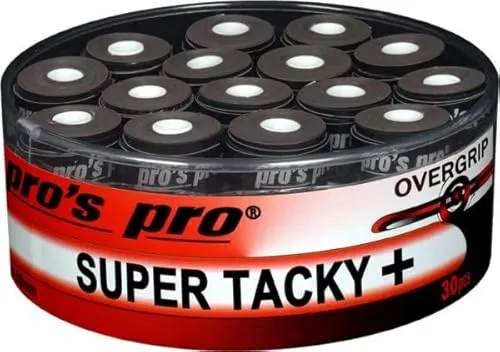 Pro's Pro Super Tacky Plus Overgrip 30 STK. Griffbänder für Tennis, Badminton, Squash, Schwarz