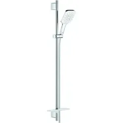 Grohe Rainshower SmartActive Cube 130 Brausestangenset - Brausearme & Brausehalter mit 3 Strahlarten für individuelles Duscherlebnis, elegant in Moon White und perfekt für Ihr Badezimmer.
