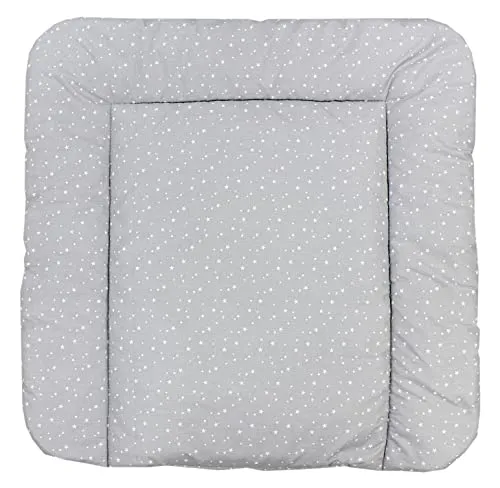 TupTam Baby Wickeltischauflage mit Baumwollbezug Gemustert, Farbe: Kleine Sterne/Grau, Größe: 70 x 50 cm