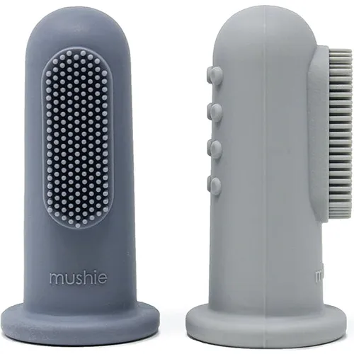 Mushie Finger Toothbrush Kinderzahnbürste zum Aufstecken auf den Finger Tradewinds/Stone 2 St.