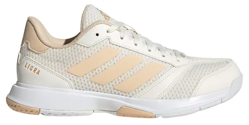 adidas Damen Ligra 8 - Sportliche Indoor Schuhe in Off White - Damen-Sneaker mit atmungsaktivem Obermaterial aus Synthetik-Leder und Mesh, dämpfender Zwischensohle und umweltfreundlichem Design aus mindestens 20 % recycelten Materialien.