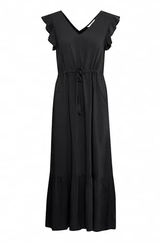 b.young BYMMMJOELLA Damen Kleid Lang Maxikleid V-Ausschnitt Regular fit, Größe:36, Farbe:Black (200451)