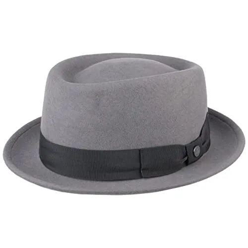 LIERYS Crushable Pork Pie Hut knautschbar wasserabweisend Made in Italy Damen Herren Herbst Winter grau 56 cm