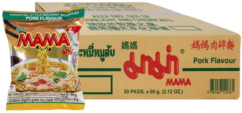 [ 30x 60g ] MAMA Instant Nudeln mit Schweinefleischgeschmack / Pork Flavour