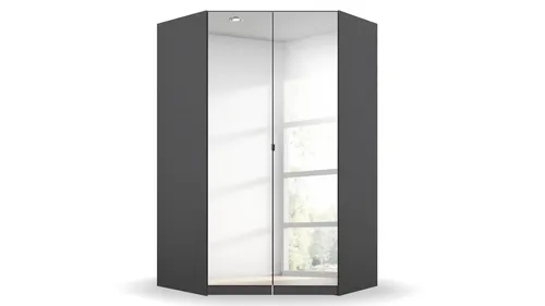Eckschrank Kleiderschrank Celle grau metallic mit Spiegel