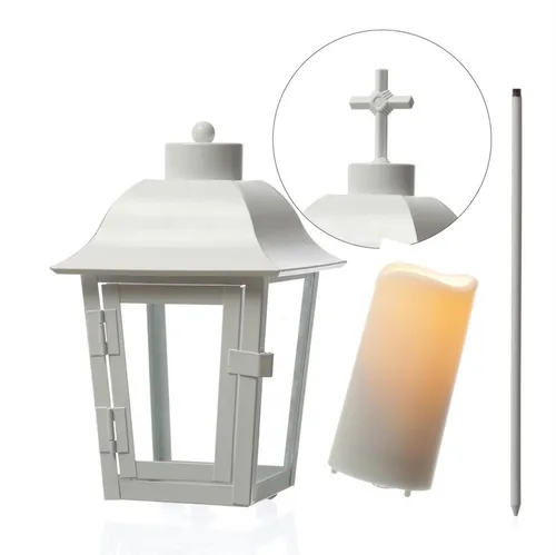 MARELIDA LED Laterne Grablaterne mit Mini LED Kerze in weiß von Marelida
