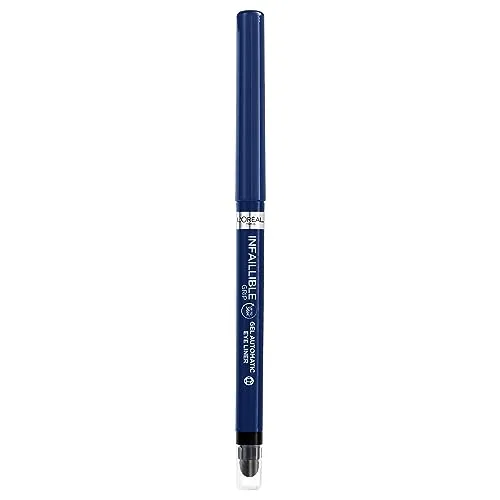 L'Oréal Paris Wasserfester Eyeliner mit Gel-Formel und integriertem Schwamm für gelungene Smokey Eyes, 36h Halt, Infaillible Gel Automatic Grip Liner, Blue Jersey (Blau), 1 Stück