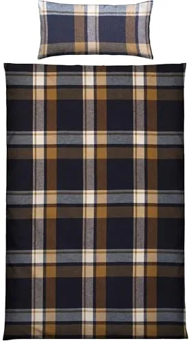 Erwin Müller Bettwäsche Edelflanell karo blau Größe 40x80 cm / 135x200 cm - für kühle Nächte, samtig weich, wohlig warm, temperaturausgleichend, strapazierstark und pflegeleicht