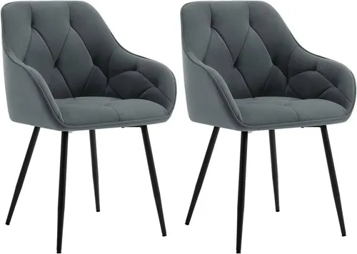 Woltu Polsterstuhl Set (2 St), Ergonomische Esszimmerstühle in Dunkelgrau - Moderne Polsterstühle mit gepolsterter Sitzfläche und Rückenlehne, ideal für Komfort in jedem Essbereich. Pflegeleicht und einfach zu montieren.