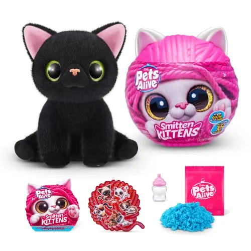 Pets Alive Smitten Kittens Surprise, Lucky, Nurture Play, Soft Toy Unboxing, Interactive, 10 Sounds, Ultra Soft Plushies, Adopt Electronic Pet Kitten (Lucky)